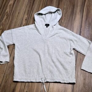 MARBLE Brand Women's Light Gray V-Neck Drawstring Hoodie Sweater Size M